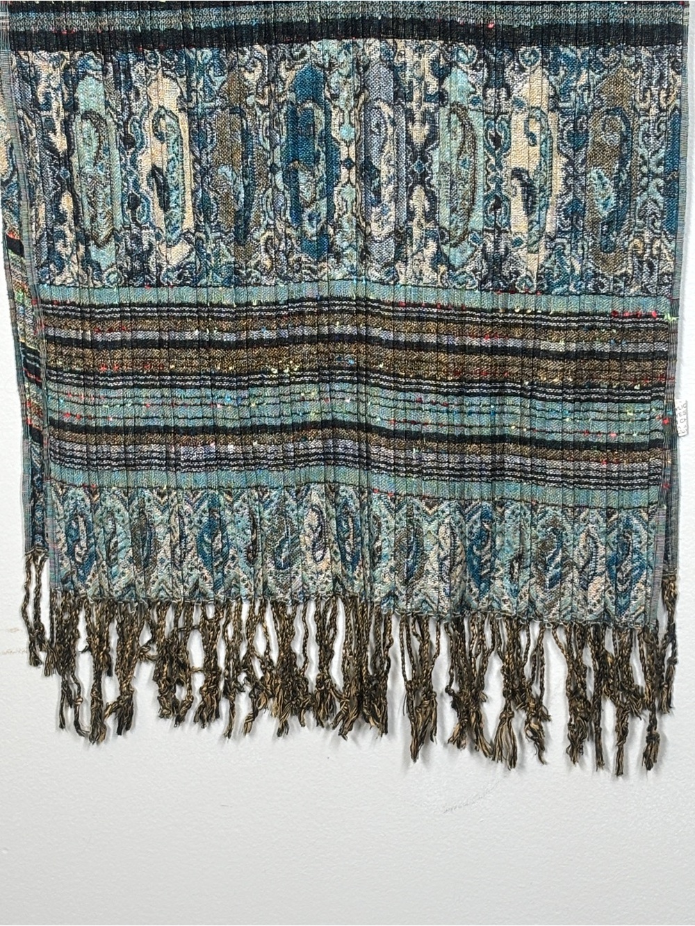 Vintage Boho Multi-Pattern Ribbed Scarf Pashmina - Picture 2 of 10